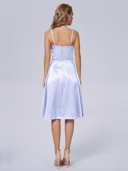 Marley Casual Split Soft Satin Short Bridesmaid Dresses