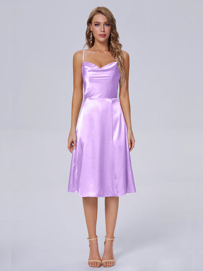 Marley Casual Split Soft Satin Short Bridesmaid Dresses