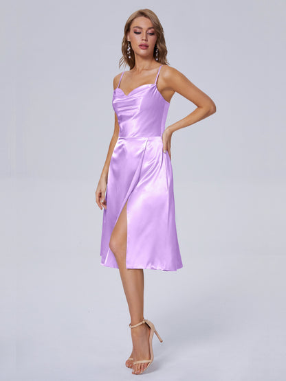 Marley Casual Split Soft Satin Short Bridesmaid Dresses