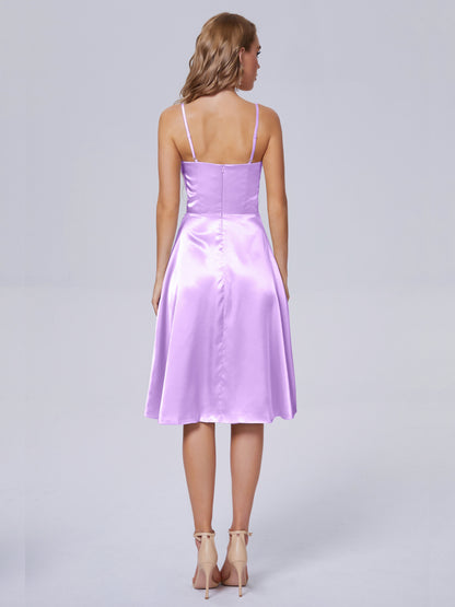 Marley Casual Split Soft Satin Short Bridesmaid Dresses