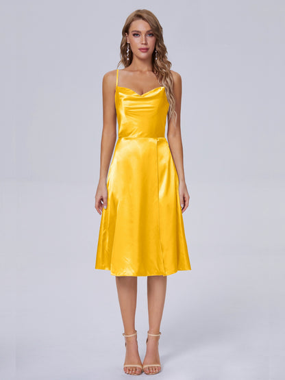 Marley Casual Split Soft Satin Short Bridesmaid Dresses