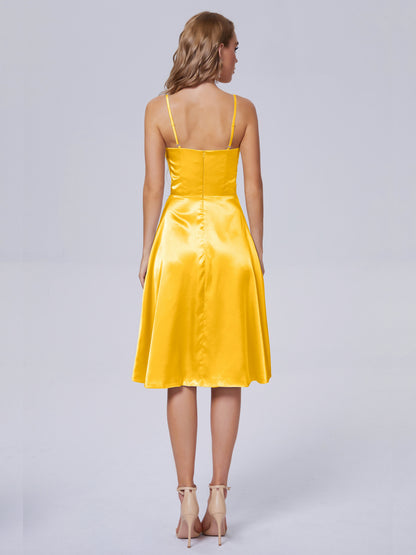 Marley Casual Split Soft Satin Short Bridesmaid Dresses