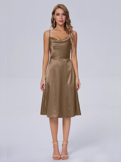 Marley Casual Split Soft Satin Short Bridesmaid Dresses