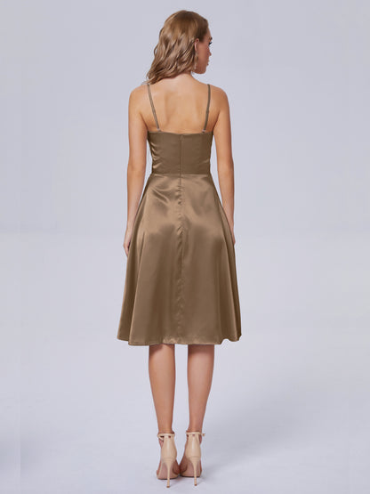 Marley Casual Split Soft Satin Short Bridesmaid Dresses