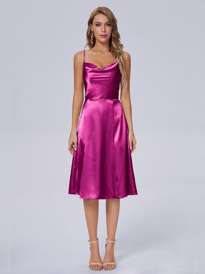 Marley Casual Split Soft Satin Short Bridesmaid Dresses