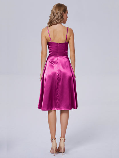 Marley Casual Split Soft Satin Short Bridesmaid Dresses