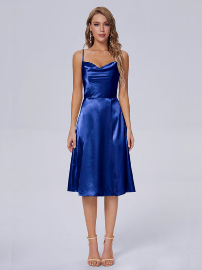 Marley Casual Split Soft Satin Short Bridesmaid Dresses