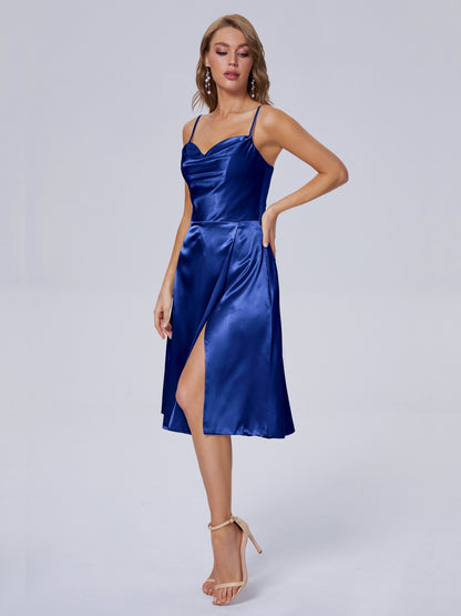 Marley Casual Split Soft Satin Short Bridesmaid Dresses