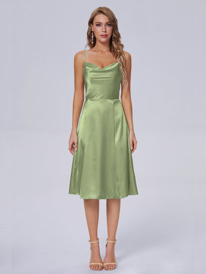 Marley Casual Split Soft Satin Short Bridesmaid Dresses