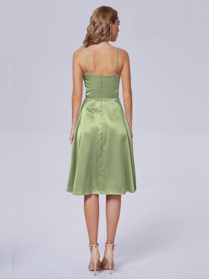 Marley Casual Split Soft Satin Short Bridesmaid Dresses
