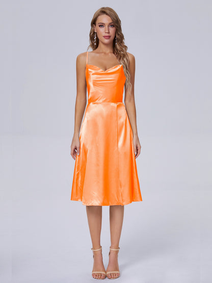 Marley Casual Split Soft Satin Short Bridesmaid Dresses