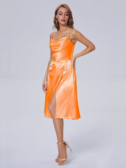 Marley Casual Split Soft Satin Short Bridesmaid Dresses