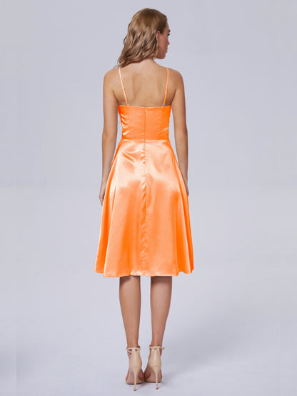 Marley Casual Split Soft Satin Short Bridesmaid Dresses