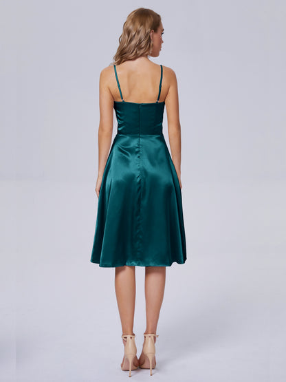Marley Casual Split Soft Satin Short Bridesmaid Dresses