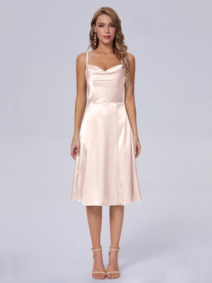 Marley Casual Split Soft Satin Short Bridesmaid Dresses