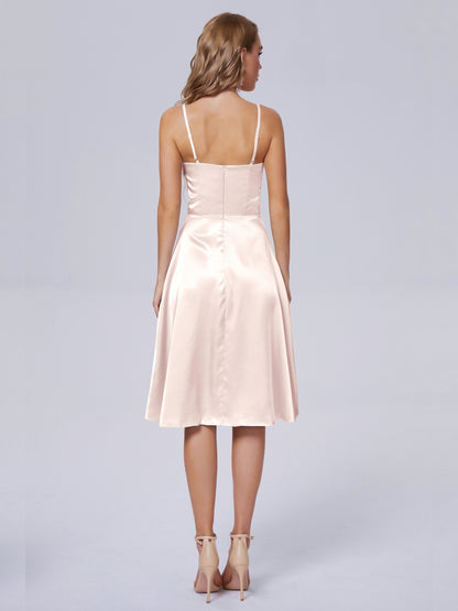 Marley Casual Split Soft Satin Short Bridesmaid Dresses