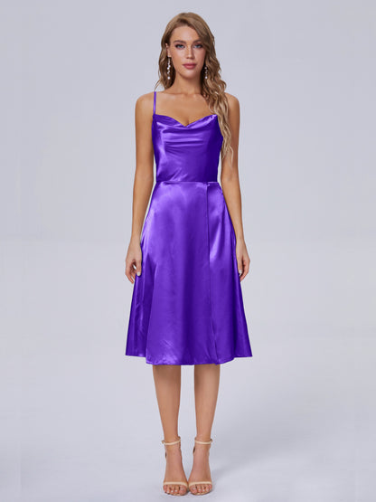 Marley Casual Split Soft Satin Short Bridesmaid Dresses