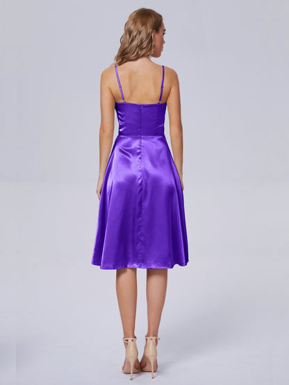 Marley Casual Split Soft Satin Short Bridesmaid Dresses