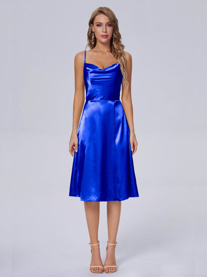 Marley Casual Split Soft Satin Short Bridesmaid Dresses