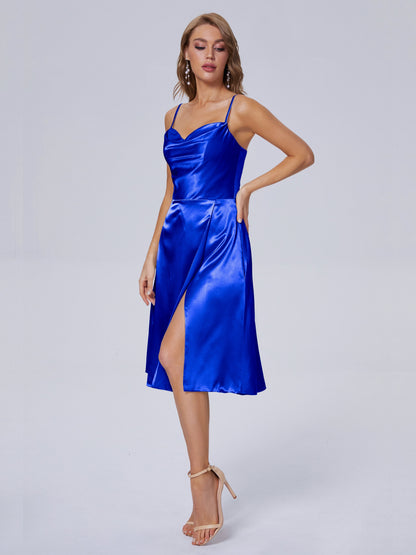 Marley Casual Split Soft Satin Short Bridesmaid Dresses