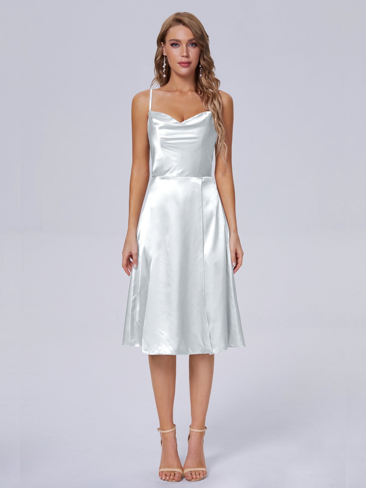 Marley Casual Split Soft Satin Short Bridesmaid Dresses