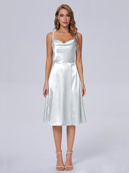 Marley Casual Split Soft Satin Short Bridesmaid Dresses