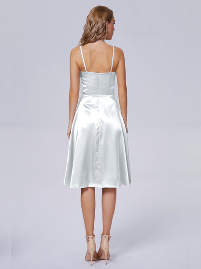 Marley Casual Split Soft Satin Short Bridesmaid Dresses