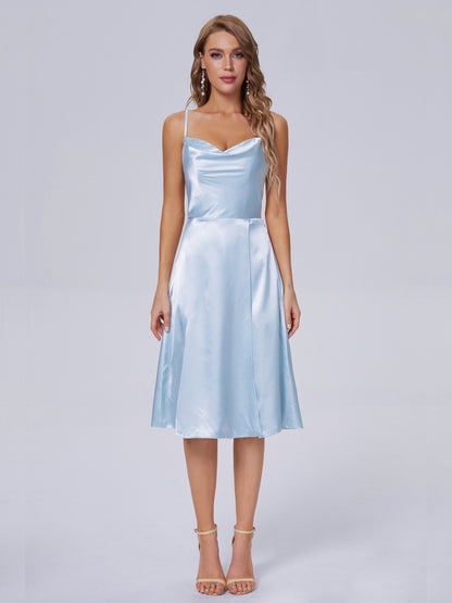 Marley Casual Split Soft Satin Short Bridesmaid Dresses