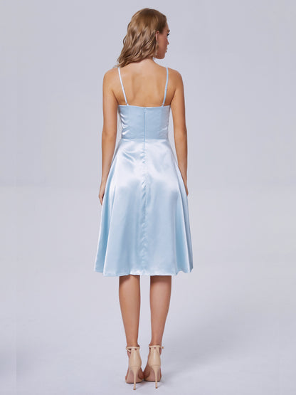 Marley Casual Split Soft Satin Short Bridesmaid Dresses