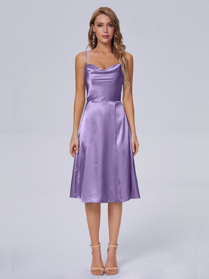 Marley Casual Split Soft Satin Short Bridesmaid Dresses