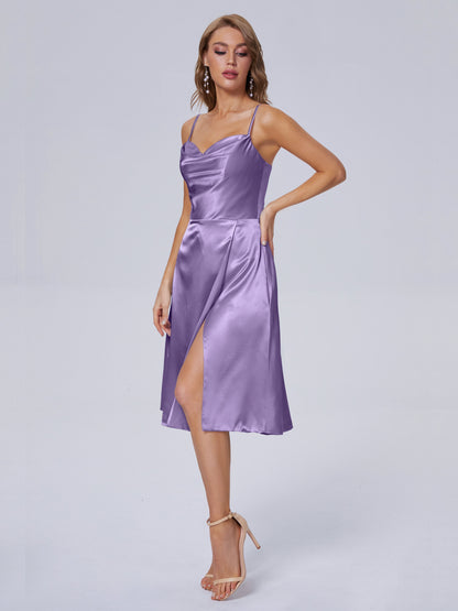 Marley Casual Split Soft Satin Short Bridesmaid Dresses