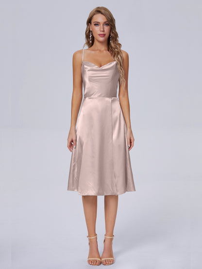 Marley Casual Split Soft Satin Short Bridesmaid Dresses