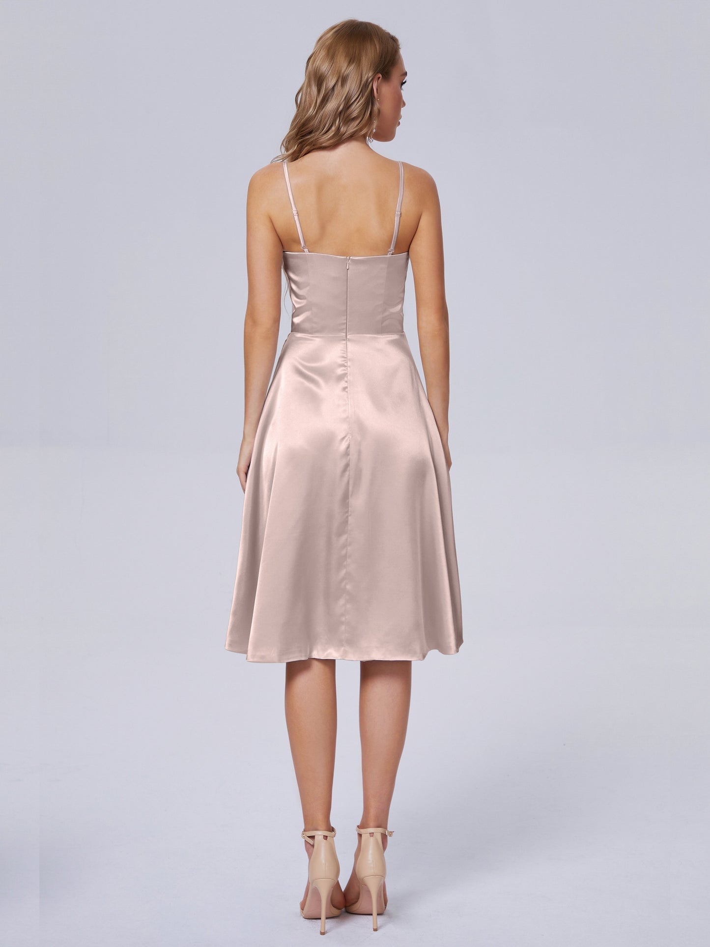 Marley Casual Split Soft Satin Short Bridesmaid Dresses