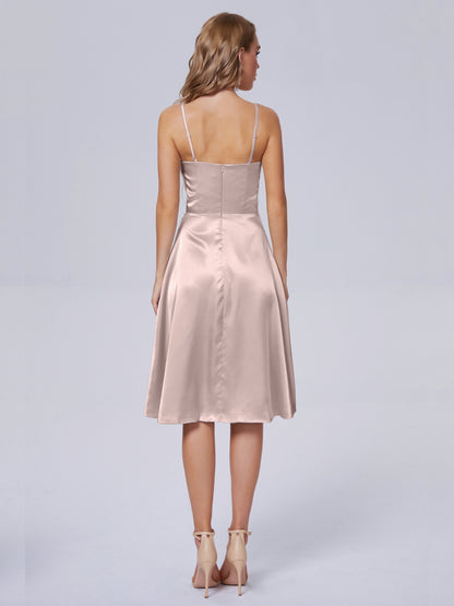 Marley Casual Split Soft Satin Short Bridesmaid Dresses