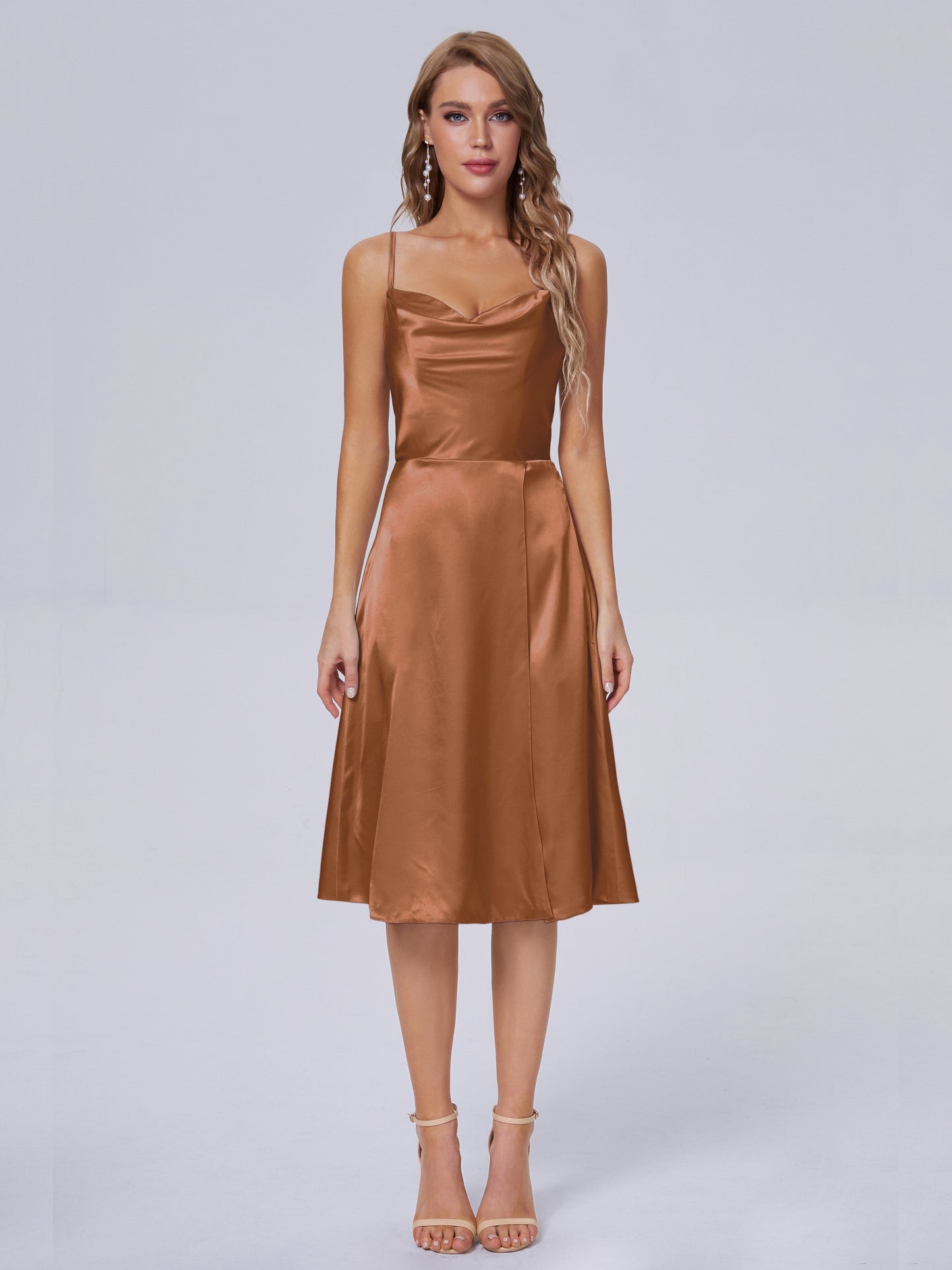 Marley Casual Split Soft Satin Short Bridesmaid Dresses