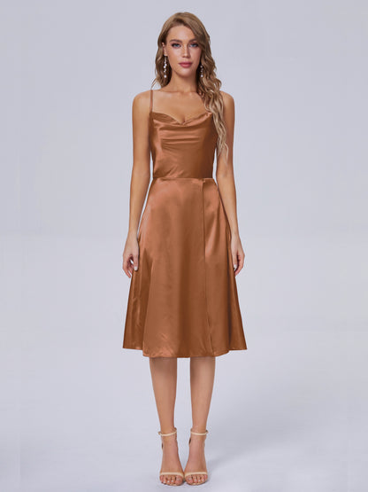Marley Casual Split Soft Satin Short Bridesmaid Dresses