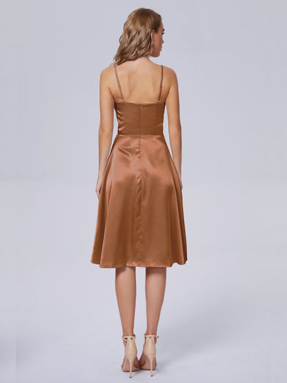 Marley Casual Split Soft Satin Short Bridesmaid Dresses