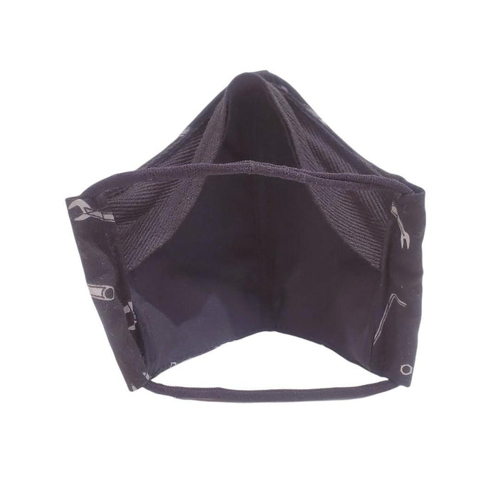 Mask - Small - Wrenches on Black Lining Black Topstitching by imakecutestuff