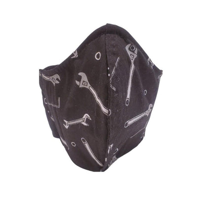 Mask - Small - Wrenches on Black Lining Black Topstitching by imakecutestuff