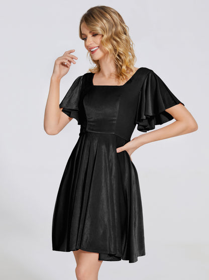 Adriana Velvet Bridesmaid Dress With Short Sleeves
