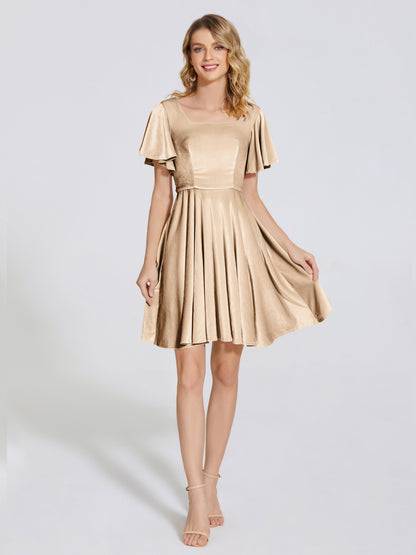 Adriana Velvet Bridesmaid Dress With Short Sleeves