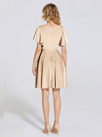 Adriana Velvet Bridesmaid Dress With Short Sleeves