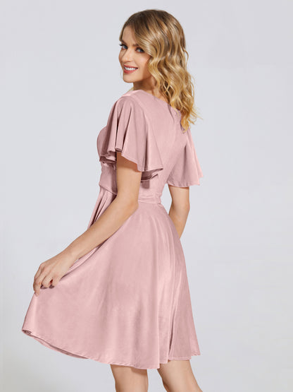 Adriana Velvet Bridesmaid Dress With Short Sleeves
