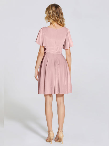 Adriana Velvet Bridesmaid Dress With Short Sleeves