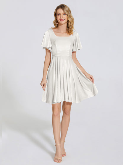 Adriana Velvet Bridesmaid Dress With Short Sleeves