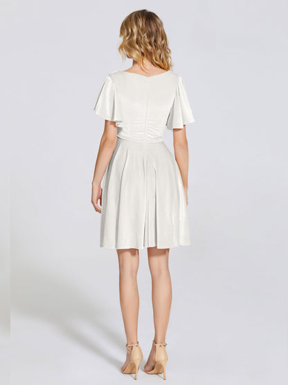 Adriana Velvet Bridesmaid Dress With Short Sleeves