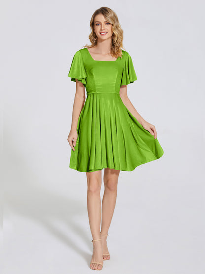 Adriana Velvet Bridesmaid Dress With Short Sleeves