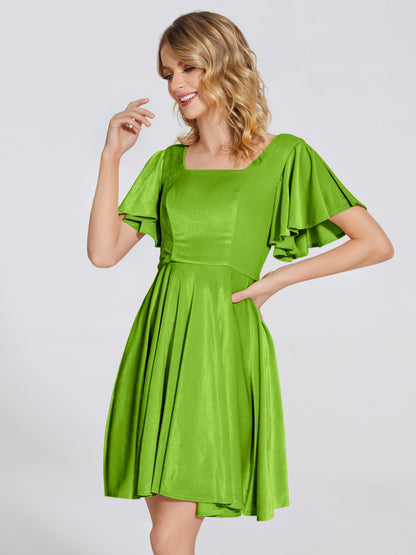 Adriana Velvet Bridesmaid Dress With Short Sleeves
