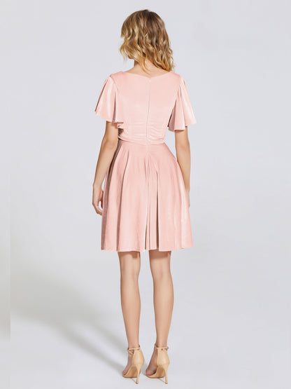 Adriana Velvet Bridesmaid Dress With Short Sleeves
