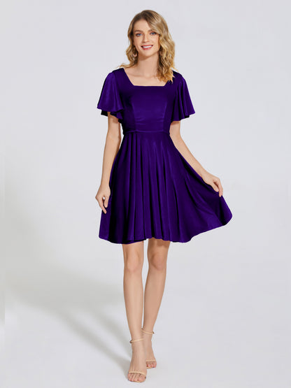 Adriana Velvet Bridesmaid Dress With Short Sleeves